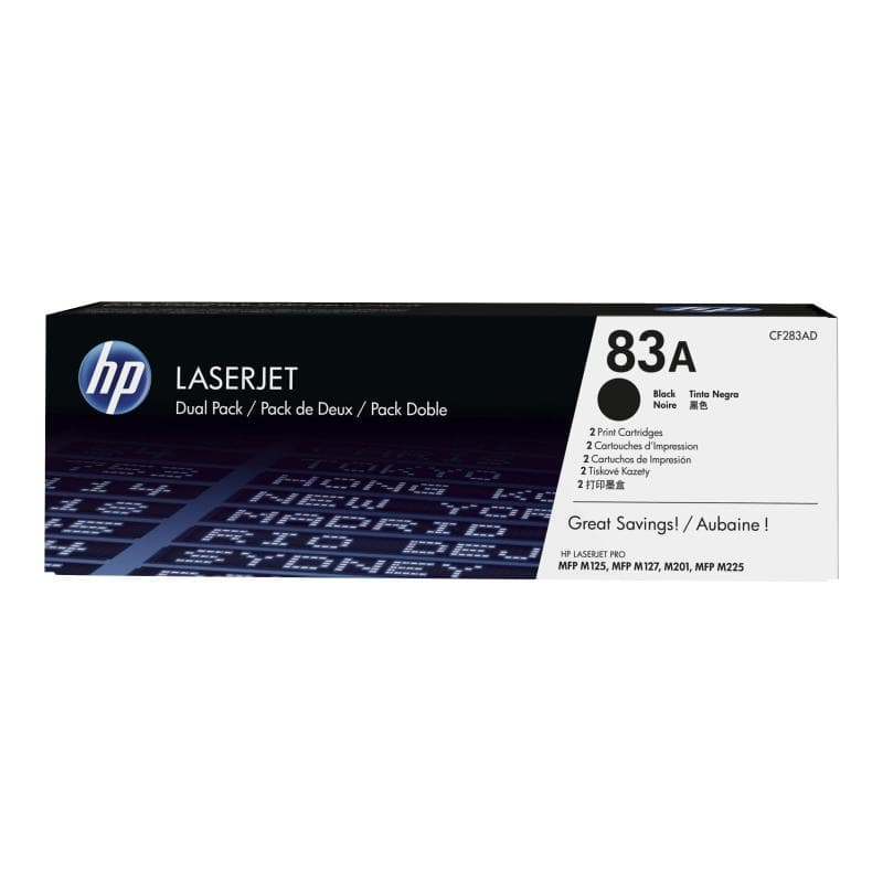 HP 83A Dual Pack 2er Pack Schwarz LaserJet Tonerpatrone (CF283AD)