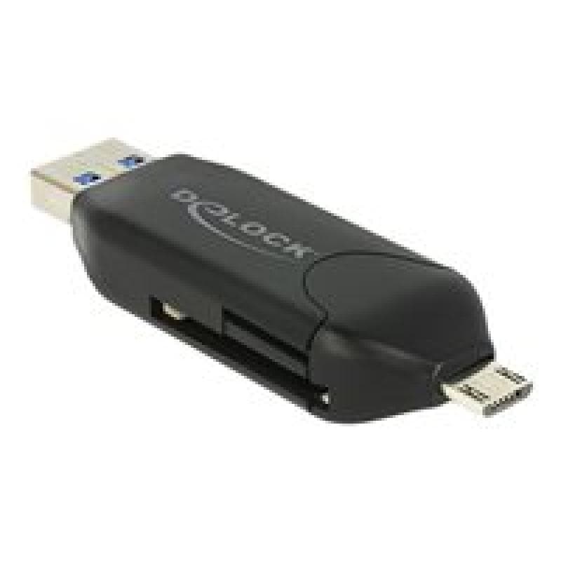 DELOCK Card Reader OTG USB 3.0 SD + microSD für Smartphones