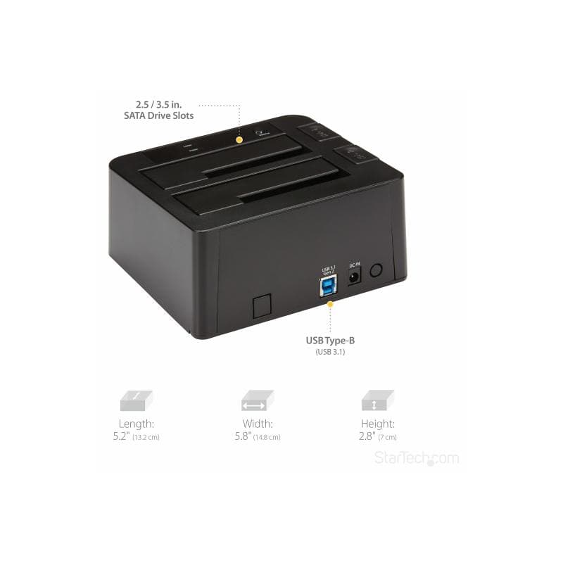 STARTECH.COM USB 3.1 (10 Gbit/s) Dual-bay Festplatten Dockingstation für 2,5 Zoll / 3,5 Zoll SATA SS