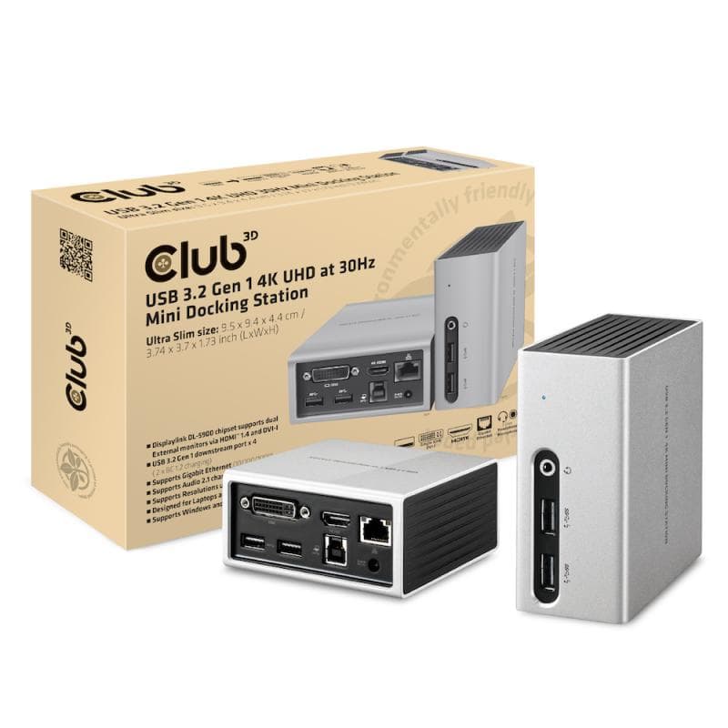 CLUB3D 4K Mini-Dockingst USB3 ->4xUSB3/HDMI/DVI/LAN/Audio retail