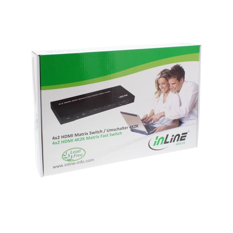INLINE HDMI Matrix Umschalter elektronisch 4 Eingaenge auf 2 Ausgaenge 4K2K FullHD 3D