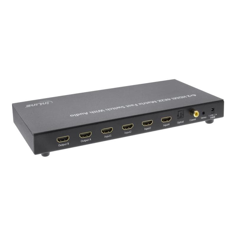 INLINE HDMI Matrix Umschalter elektronisch 4 Eingaenge auf 2 Ausgaenge 4K2K FullHD 3D
