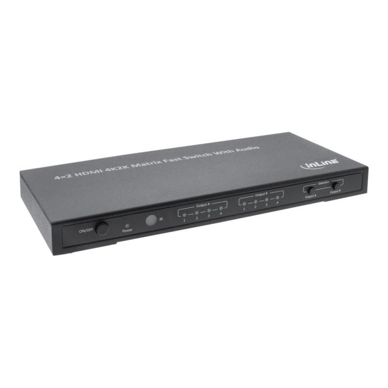 INLINE HDMI Matrix Umschalter elektronisch 4 Eingaenge auf 2 Ausgaenge 4K2K FullHD 3D