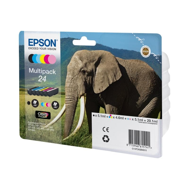 EPSON 24 Multipack 6er Pack Schwarz, Gelb, Cyan, Magenta, hell Magenta, hell Cyan Tintenpatrone