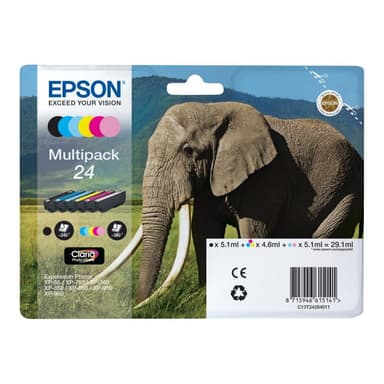 EPSON 24 Multipack 6er Pack Schwarz, Gelb, Cyan, Magenta, hell Magenta, hell Cyan Tintenpatrone