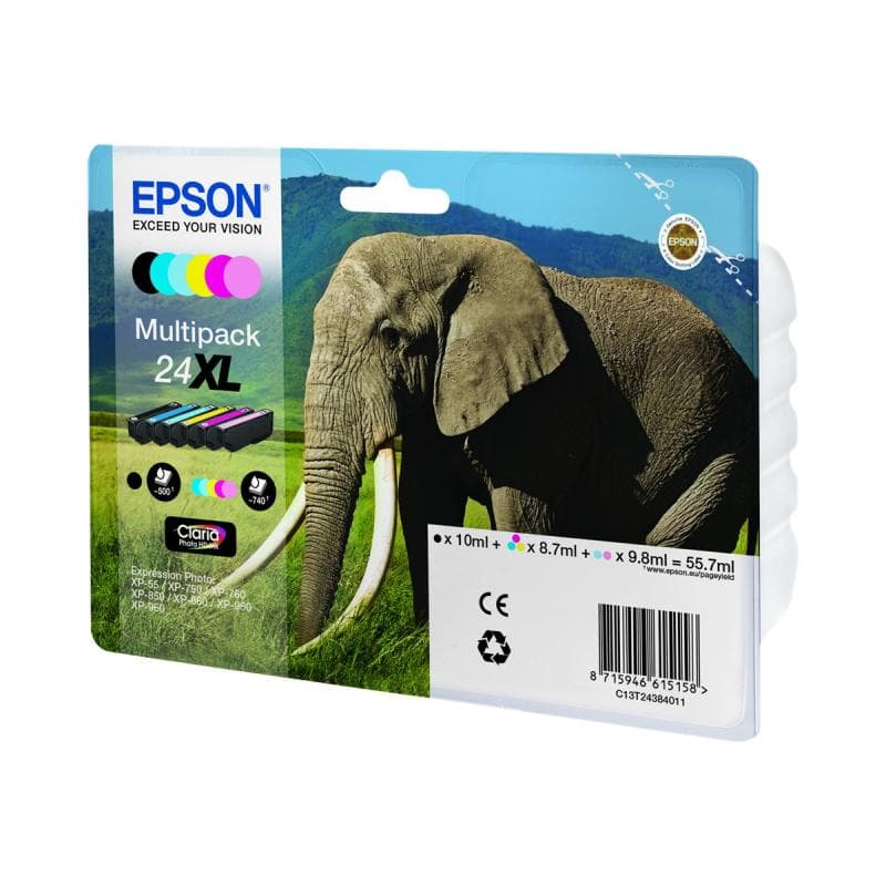 EPSON 24XL Multipack 6er Pack XL Schwarz, Gelb, Cyan, Magenta, hell Magenta, hell Cyan Tintenpatrone