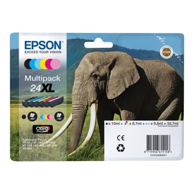 EPSON 24XL Multipack 6er Pack XL Schwarz, Gelb, Cyan, Magenta, hell Magenta, hell Cyan Tintenpatrone