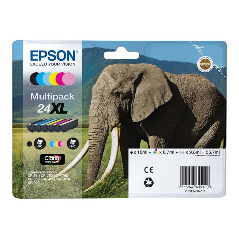 EPSON 24XL Multipack 6er Pack XL Schwarz, Gelb, Cyan, Magenta, hell Magenta, hell Cyan Tintenpatrone