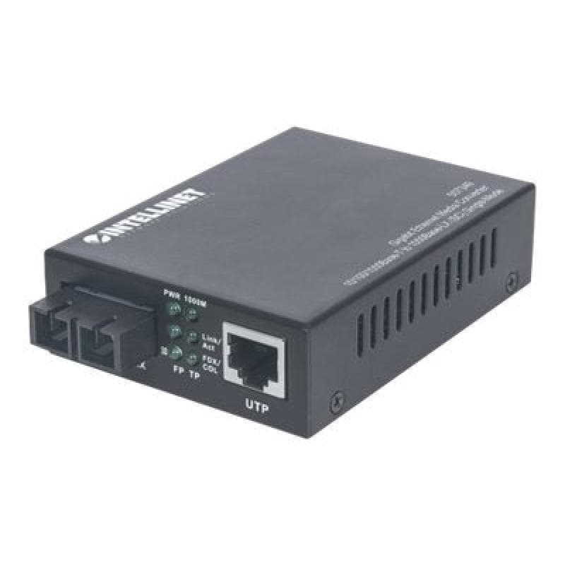 INTELLINET Gigabit Ethernet Singlemode Medienkonverter 10/100/1000Base-T auf 1000Base-LX (SC) Single