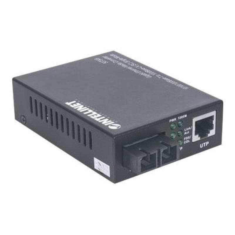 INTELLINET Gigabit Ethernet Singlemode Medienkonverter 10/100/1000Base-T auf 1000Base-LX (SC) Single