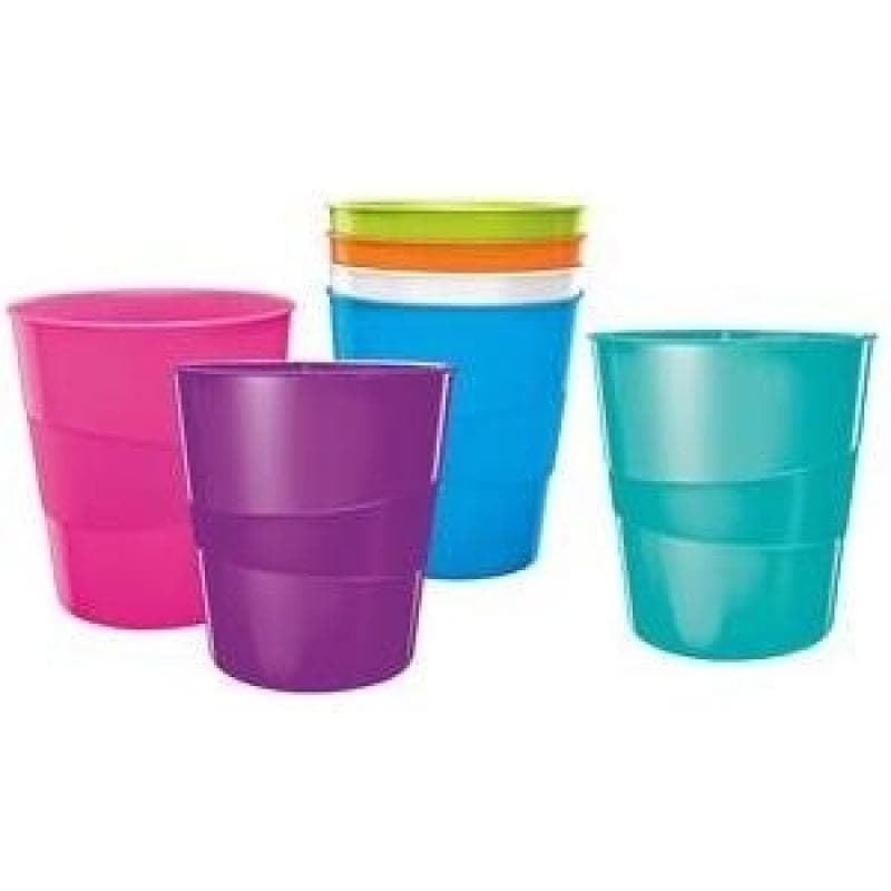 LEITZ Papierkorb WOW, aus Kunststoff, 15 Liter,blau-metallic rund, hochglänzend, integrierter Trageg