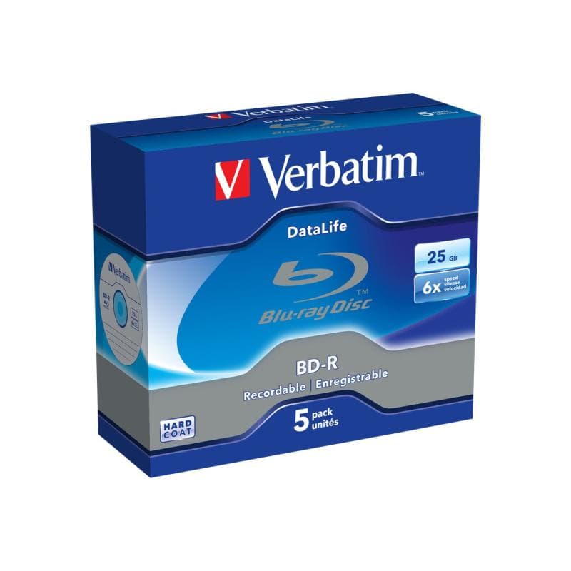 VERBATIM BD-R Verbatim Datalife SL 6x 25GB 5PK Jewel Case No ID retail