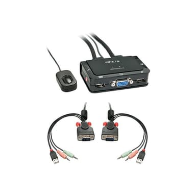 LINDY VGA KVM Switch 2 Port Compact USB 2 Audio USB 2, Audio/Mikr.