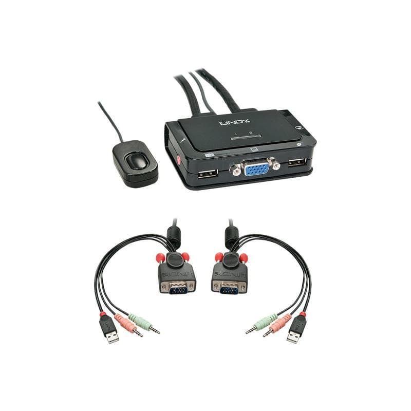 LINDY VGA KVM Switch 2 Port Compact USB 2 Audio USB 2, Audio/Mikr.