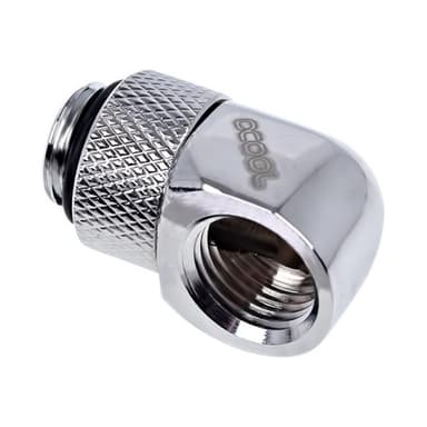 ALPHACOOL Eiszapfen L-Verbinder drehbar | 1/4 AG auf G1/4 IG - Chrome