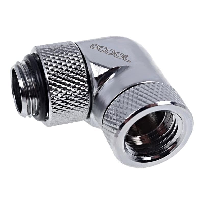 ALPHACOOL Eiszapfen Winkeladapter 90° ch | drehbar G1/4 AG auf G1/4 IG - Chrome