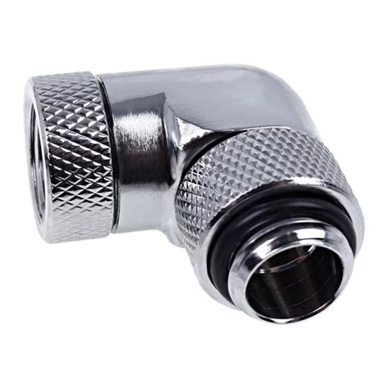 ALPHACOOL Eiszapfen Winkeladapter 90° ch | drehbar G1/4 AG auf G1/4 IG - Chrome
