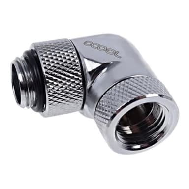 ALPHACOOL Eiszapfen Winkeladapter 90° ch | drehbar G1/4 AG auf G1/4 IG - Chrome