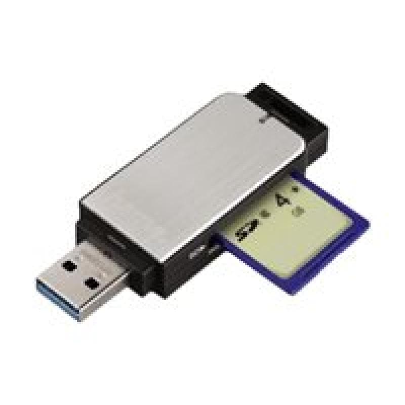 USB-3.0-Kartenleser, SD/microSD, Alu, Silber
