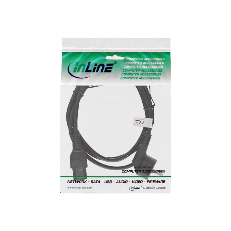 INLINE - Stromkabel - CEE 7/7 (SCHUKO) (M) - IEC 320 EN 60320 C15 - 1.8 m - 90-Grad-Anschluss