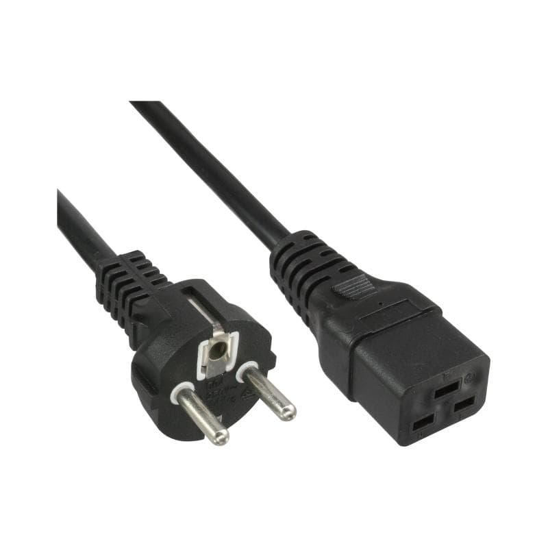 INLINE - Stromkabel (250 VAC) - IEC 320 EN 60320 C19 16A - CEE 7/7 (SCHUKO) (M) - 1 m - Schwarz (166