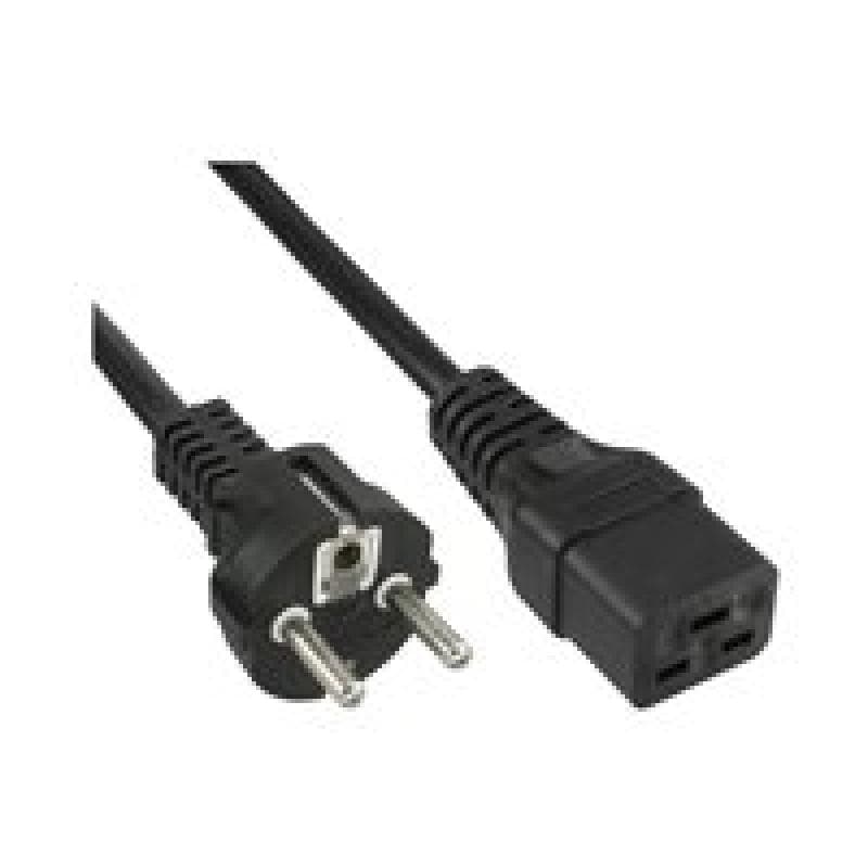 INLINE - Stromkabel (250 VAC) - CEE 7/7 (SCHUKO) (M) - IEC 320 EN 60320 C19 16A - 50 cm - Schwarz (1
