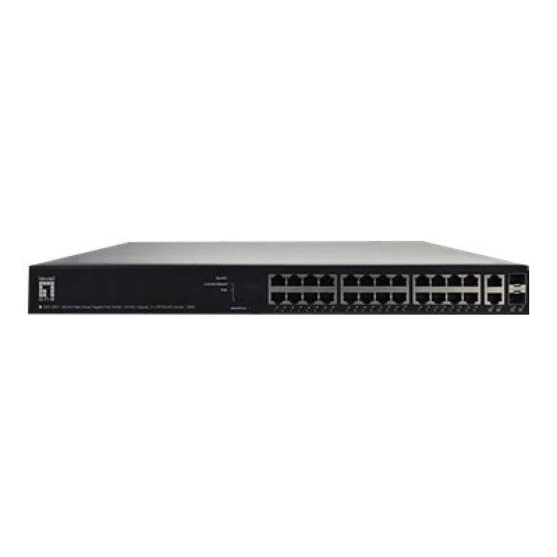 LEVEL ONE LevelOne 26-Port Web Smart Gigabit PoE Switch,24 PoE Outputs