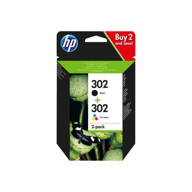 HP 302 2er Pack Schwarz, Farbe (Cyan, Magenta, Gelb) Tintenpatrone