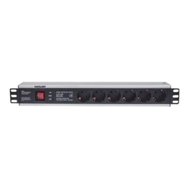 INTELLINET 48,3cm 19Zoll Steckdosenleiste 6-fach SCHUKO mit Ueberspannungsschutz 3m Stromkabel 1,5 H