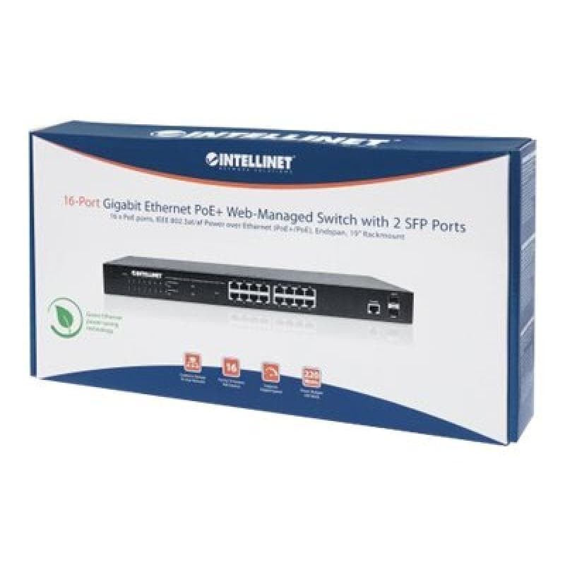 INTELLINET 16 Port Gigabit PoE+ Switch