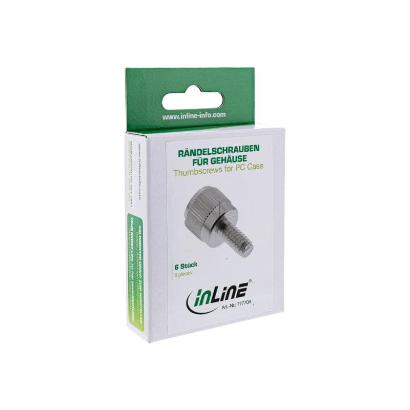 INLINE Rändelschrauben (silber) für Gehäuse, 12mm, 6er Pack