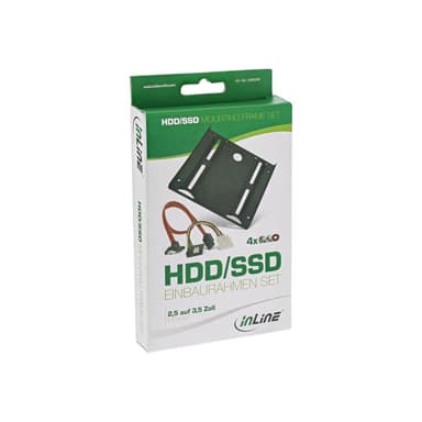 INLINE HDD-/SSD-Einbaurahmen SET, 2,5″ auf 3,5″ Rahmen, SATA Kabel, Stromkabel, Einbauschrauben
