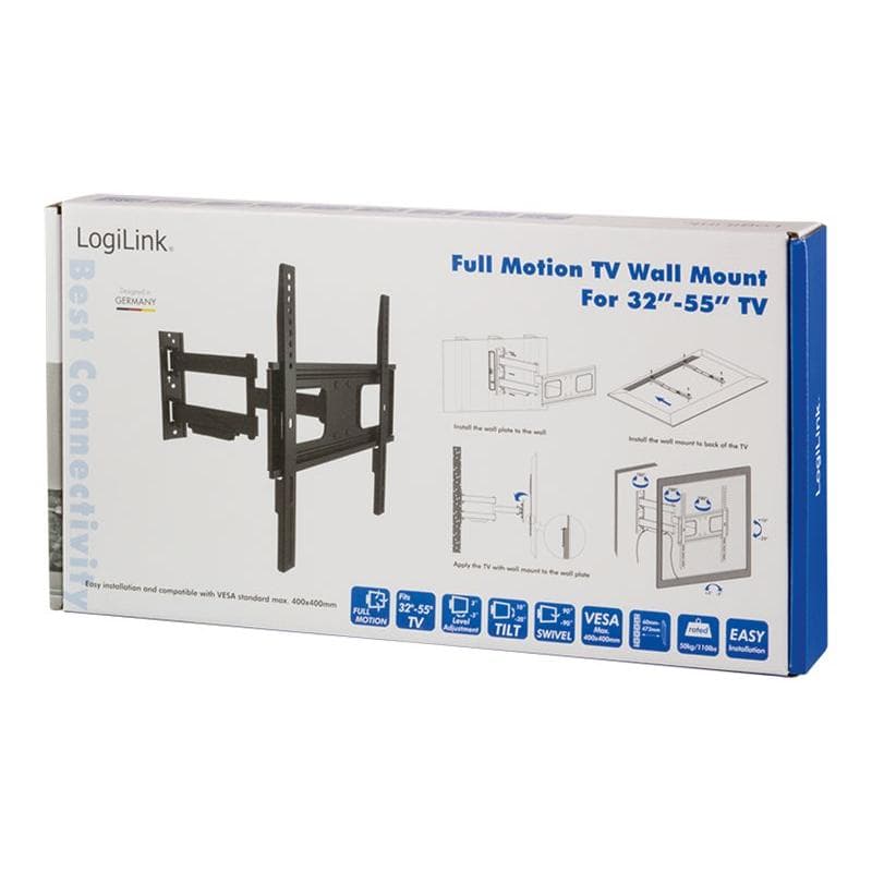 LOGILINK TV-Wandhalterung LogiLink neig- und schwenkbar für 32-55″
