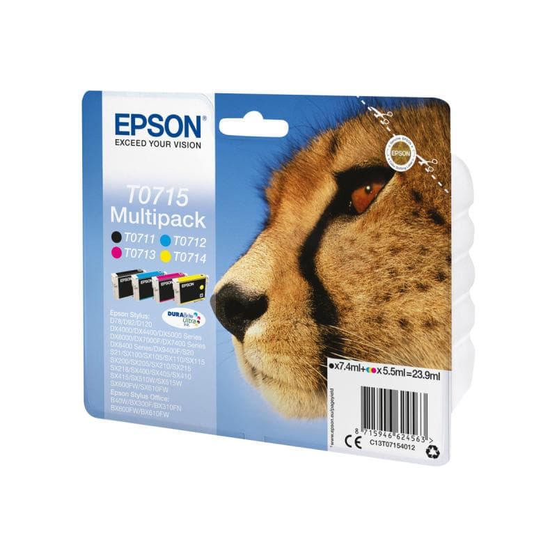 EPSON T0715 Multipack 4er Pack Schwarz, Gelb, Cyan, Magenta Tintenpatrone