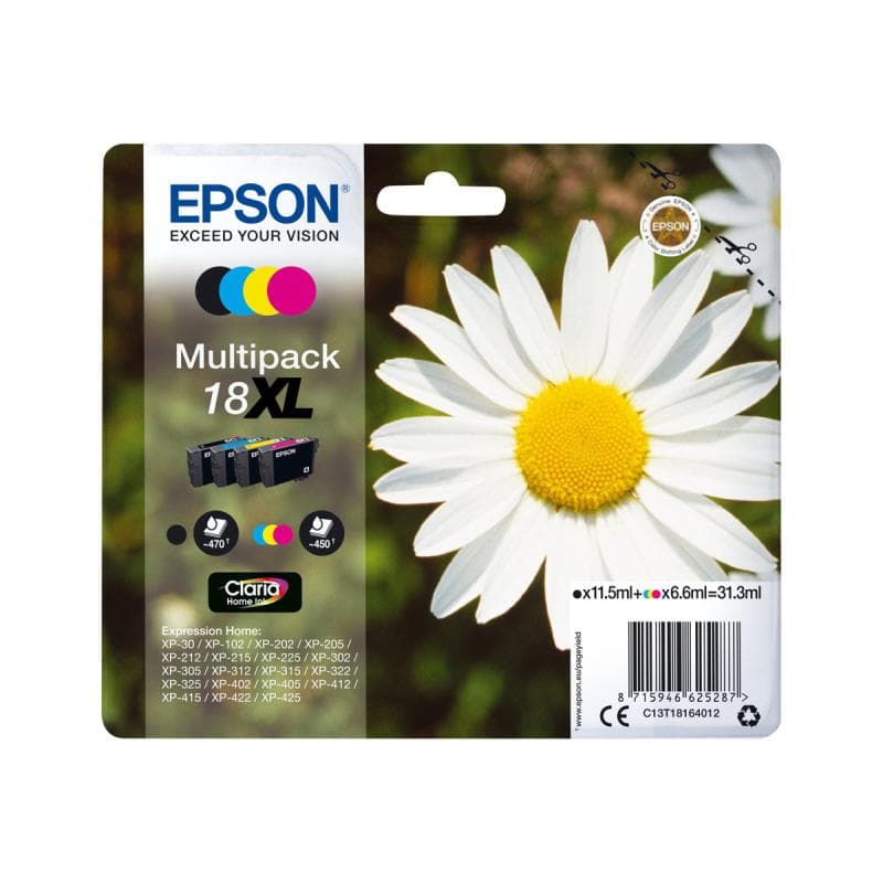EPSON 18XL 4er Pack XL Schwarz, Gelb, Cyan, Magenta Tintenpatrone