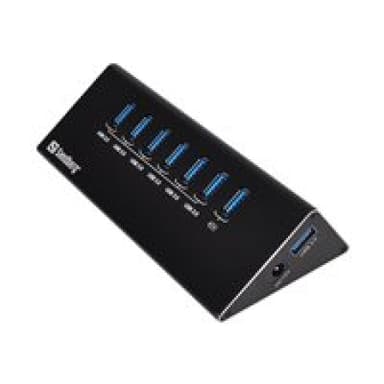 SANDBERG USB 3.0 Hub 7 ports Siebmal USB 3.0 Ausgaenge Ueberlastungsschutz 1m USB 3.0 Kabel und 230V