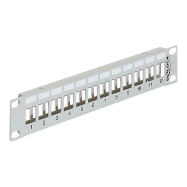 DELOCK 10 Keystone Patchpanel 12 Port Metall grau