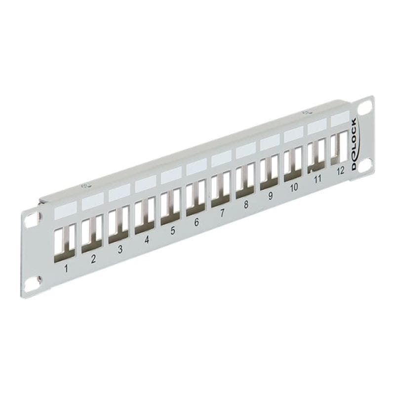 DELOCK 10 Keystone Patchpanel 12 Port Metall grau