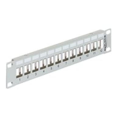 DELOCK 10 Keystone Patchpanel 12 Port Metall grau
