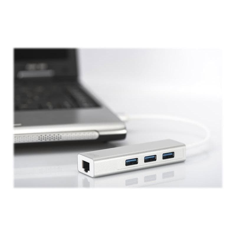 DIGITUS USB 3.0 3-Port HubundLAN-Adapt
