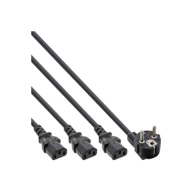 INLINE ® Netz-Y-Kabel, 1x Schutzkontaktstecker zu 3x Kaltgerätestecker, Version 1 (2m+1/2/3m)