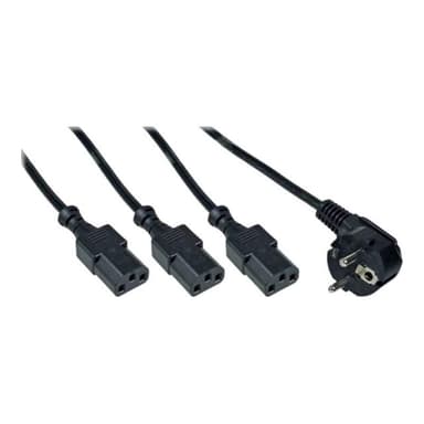 INLINE ® Netz-Y-Kabel, 1x Schutzkontaktstecker zu 3x Kaltgerätestecker, Version 3 (2m+1/3/2m)