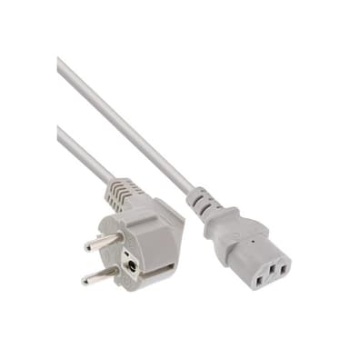 INLINE ® Netzkabel, Schutzkontakt gewinkelt auf Kaltgerätestecker C13, 5m, grau