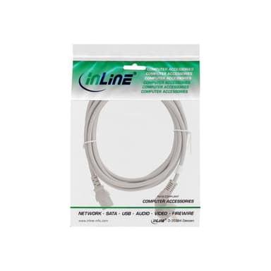 INLINE ® Netzkabel, Schutzkontakt gewinkelt auf Kaltgerätestecker C13, 5m, grau