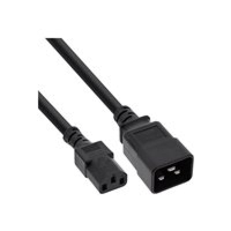 INLINE ® Netz Adapterkabel, IEC-60320 C20 auf C13, 3x1,5mm², max. 10A, schwarz, 3m