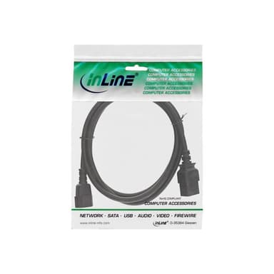 INLINE ® Netz Adapterkabel, IEC-60320 C14 auf C19, 3x1,5mm², max. 10A, schwarz, 1m