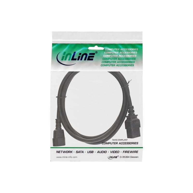 INLINE ® Netz Adapterkabel, IEC-60320 C14 auf C19, 3x1,5mm², max. 10A, schwarz, 1m