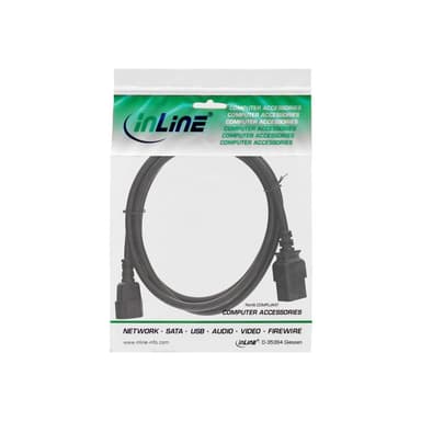 INLINE ® Netz Adapterkabel, IEC-60320 C14 auf C19, 3x1,5mm², max. 10A, schwarz, 2m