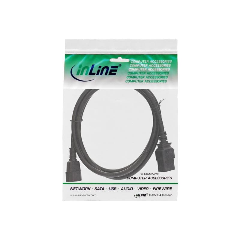 INLINE ® Netz Adapterkabel, IEC-60320 C14 auf C19, 3x1,5mm², max. 10A, schwarz, 2m