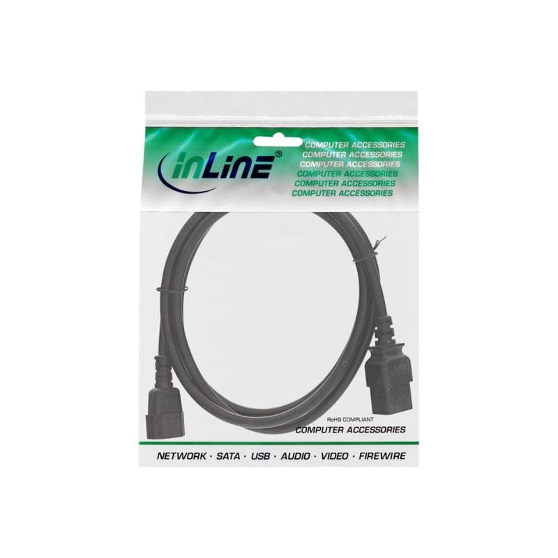 INLINE ® Netz Adapterkabel, IEC-60320 C14 auf C19, 3x1,5mm², max. 10A, schwarz, 2m